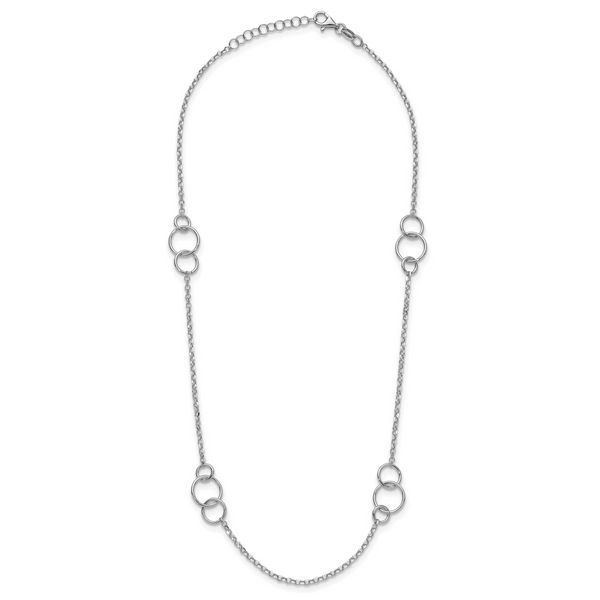 Leslie's Sterling Silver Rh-plated Polished Circle with 1in ext. Necklace - Image 2