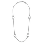 Leslie's Sterling Silver Rh-plated Polished Circle with 1in ext. Necklace - Image 2