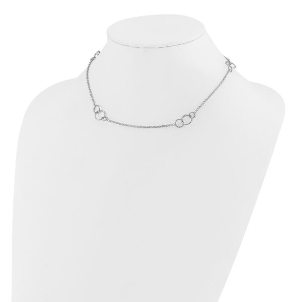 Leslie's Sterling Silver Rh-plated Polished Circle with 1in ext. Necklace - Image 3