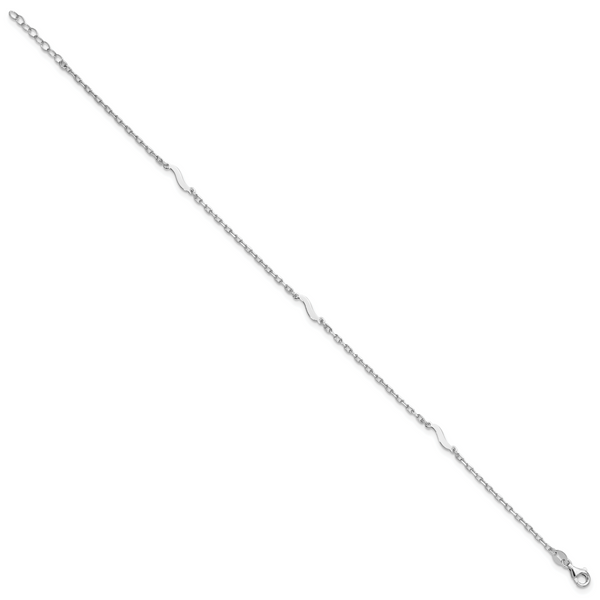 Leslie's Sterling Silver Rh-pl Polished Paperclip Link 9in Plus 1in ext. An - Image 2
