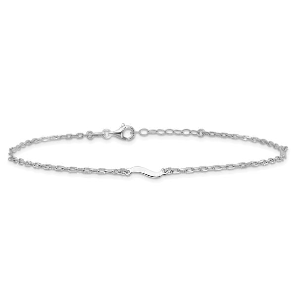 Leslie's Sterling Silver Rh-pl Polished Paperclip Link 9in Plus 1in ext. An - Image 3