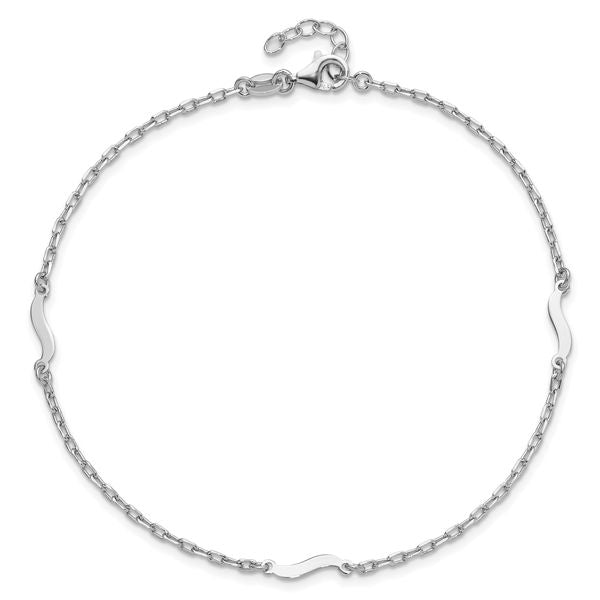 Leslie's Sterling Silver Rh-pl Polished Paperclip Link 9in Plus 1in ext. An - Image 4