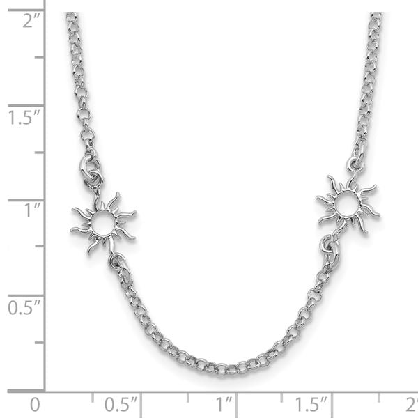 Leslie's Sterling Silver Rhodium-plated Polished Suns w/1in ext. Necklace - Image 5