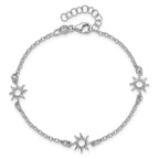 Leslie's Sterling Silver Rh-plated Polished Suns w/1in ext. Bracelet - Image 4