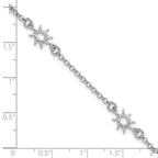 Leslie's Sterling Silver Rh-plated Polished Suns w/1in ext. Bracelet - Image 5