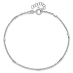 Leslie's Sterling Silver Rh-plate Polished Bars/Chain 9in Plus 1in ext. Ank - Image 4