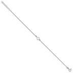 Leslie's Sterling Silver Rh-plated Polished Heart 9in PLUS 1in ext. Anklet - Image 2