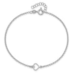 Leslie's Sterling Silver Rh-plated Polished Heart 9in PLUS 1in ext. Anklet - Image 4