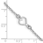 Leslie's Sterling Silver Rh-plated Polished Heart 9in PLUS 1in ext. Anklet - Image 5