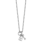 Leslie's Sterling Silver Rhodium-plated Polished Lock and Key Necklace - Image 2