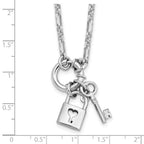 Leslie's Sterling Silver Rhodium-plated Polished Lock and Key Necklace - Image 5