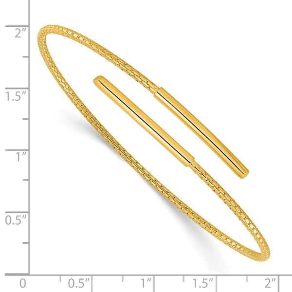 Sterling Silver Gold-plated Polished Bypass Cuff Bangle - Image 3