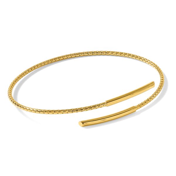 Sterling Silver Gold-plated Polished Bypass Cuff Bangle - Image 4