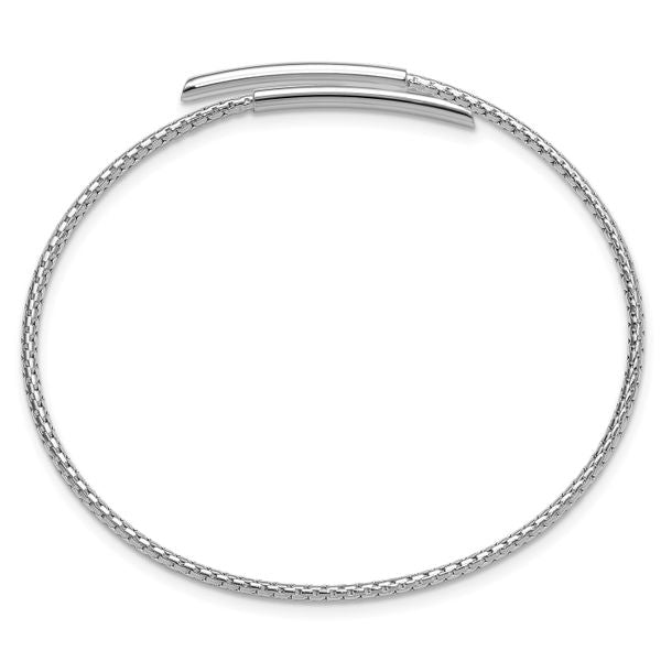 Sterling Silver Rhodium-plated Polished Bypass Cuff Bangle - Image 2