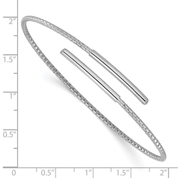 Sterling Silver Rhodium-plated Polished Bypass Cuff Bangle - Image 3