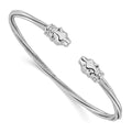 Leslies Sterling Silver Rhodium-plated Polished Leopard Head Cuff Bangle