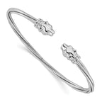 Leslies Sterling Silver Rhodium-plated Polished Leopard Head Cuff Bangle