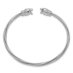 Leslies Sterling Silver Rhodium-plated Polished Leopard Head Cuff Bangle - Image 2