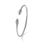 Leslies Sterling Silver Rhodium-plated Polished Leopard Head Cuff Bangle - Image 4