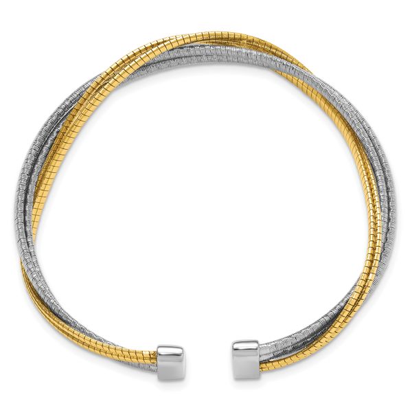 Leslie's Sterling Silver Rhod/Gold-plat Polished Wrapped Twist Cuff Bangle - Image 2