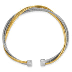 Leslie's Sterling Silver Rhod/Gold-plat Polished Wrapped Twist Cuff Bangle - Image 2