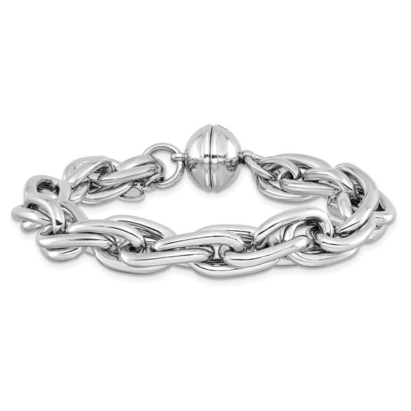 Leslie's Sterling Silver Rhodium-plated 7.5in Link Bracelet - Image 3