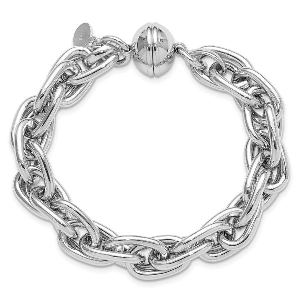 Leslie's Sterling Silver Rhodium-plated 7.5in Link Bracelet - Image 4