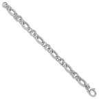 Leslie's SS RH-plated Polished/Textured Fancy Link w/.25in ext. Bracelet - Image 2