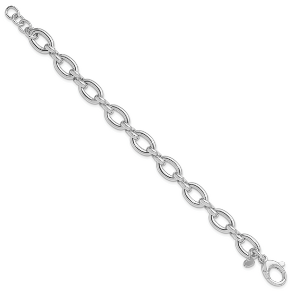 Leslie's Sterling Silver RH-plated Polished Fancy Link w/.25in ext. Bracele - Image 2