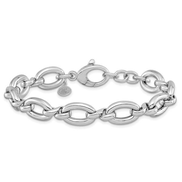 Leslie's Sterling Silver RH-plated Polished Fancy Link w/.25in ext. Bracele - Image 3