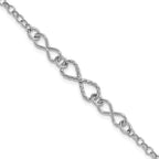 Leslie's Sterling Silver Rhodium-plated Twisted Infinity w/1in ext. Bracele