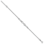 Leslie's Sterling Silver Rhodium-plated Twisted Infinity w/1in ext. Bracele - Image 2