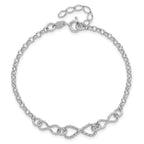 Leslie's Sterling Silver Rhodium-plated Twisted Infinity w/1in ext. Bracele - Image 4