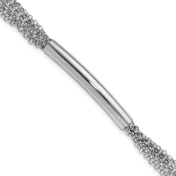 Leslie's Sterling Silver Rhodium-plated Multi-strand Bar w/1in ext. Bracele