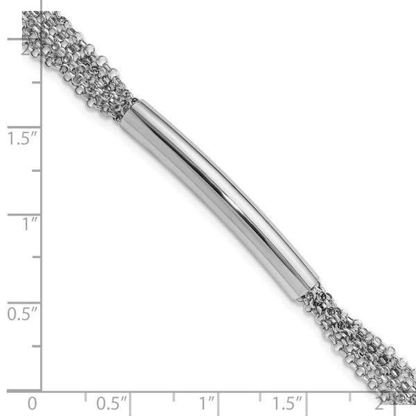 Leslie's Sterling Silver Rhodium-plated Multi-strand Bar w/1in ext. Bracele - Image 5