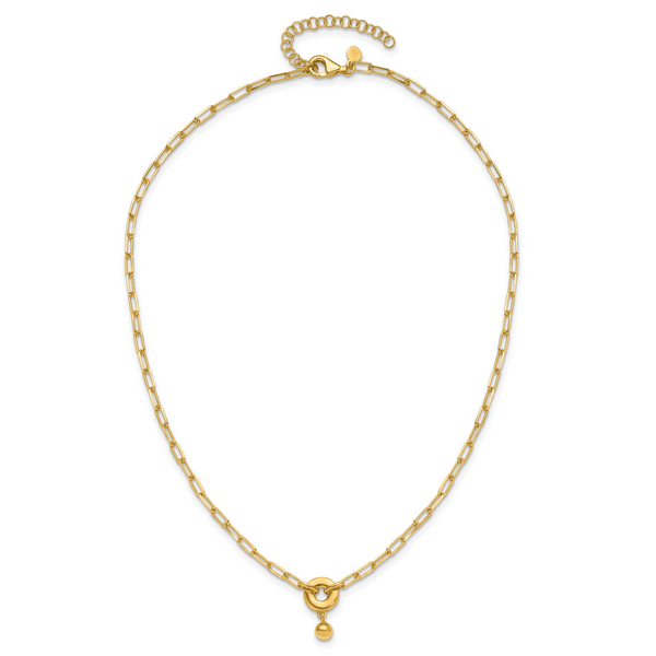 Leslie's Sterling Silver Gold-plated with 2in ext. Circle Necklace - Image 4