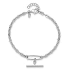 Leslie's Sterling Silver Rhodium-plated Dangle Bar with 1in ext. Bracelet - Image 4