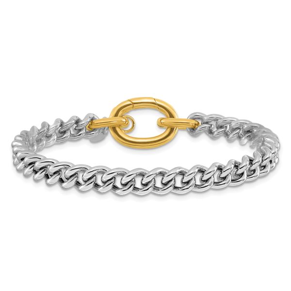 Leslie's Sterling Silver Rhodium and Gold-plated with Curb Link Bracelet - Image 3