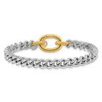 Leslie's Sterling Silver Rhodium and Gold-plated with Curb Link Bracelet - Image 3