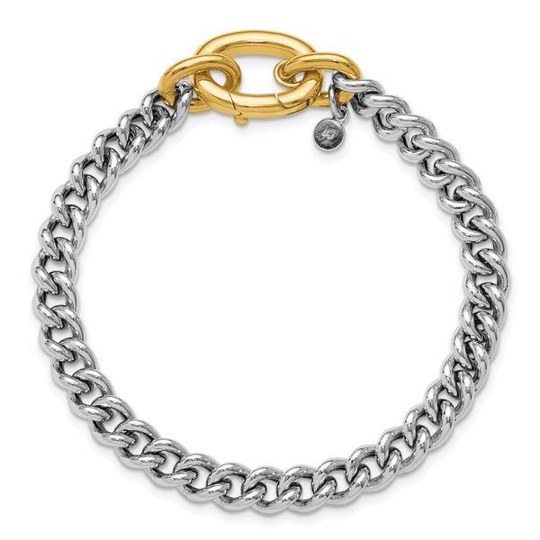 Leslie's Sterling Silver Rhodium and Gold-plated with Curb Link Bracelet - Image 4