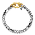 Leslie's Sterling Silver Rhodium and Gold-plated with Curb Link Bracelet - Image 4