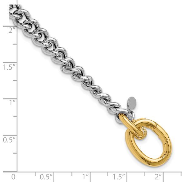 Leslie's Sterling Silver Rhodium and Gold-plated with Curb Link Bracelet - Image 5