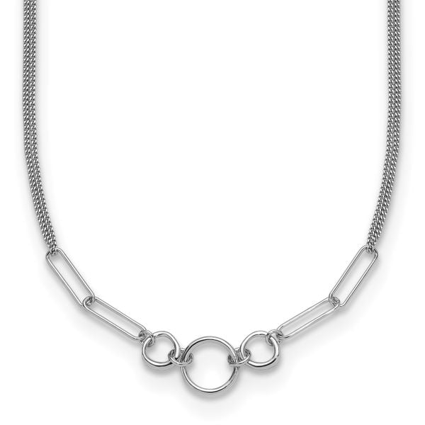 Leslie's Sterling Silver Rh-plated 2-Strand w/1.75in ext. Fancy Necklace
