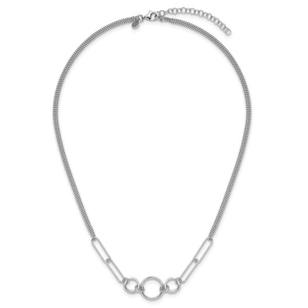 Leslie's Sterling Silver Rh-plated 2-Strand w/1.75in ext. Fancy Necklace - Image 4