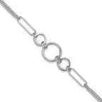 Leslie's Sterling Silver Rhod-plated 2-Strand with 1in ext. Fancy Bracelet
