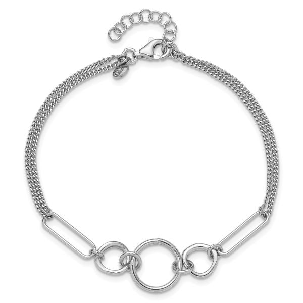 Leslie's Sterling Silver Rhod-plated 2-Strand with 1in ext. Fancy Bracelet - Image 4
