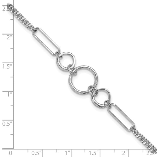 Leslie's Sterling Silver Rhod-plated 2-Strand with 1in ext. Fancy Bracelet - Image 5