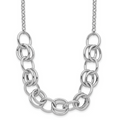 Leslie's Sterling Silver Rhodium-plated Fancy Link Necklace