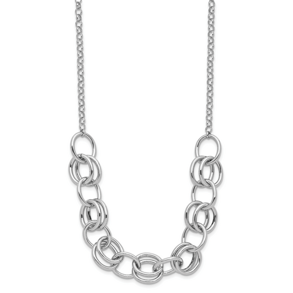 Leslie's Sterling Silver Rhodium-plated Fancy Link Necklace - Image 2