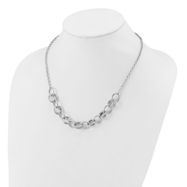 Leslie's Sterling Silver Rhodium-plated Fancy Link Necklace - Image 3
